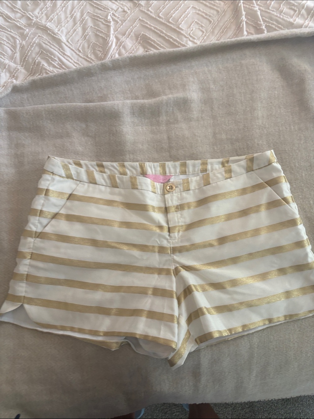 Lilly Pulitzer White and Gold Striped Shorts
